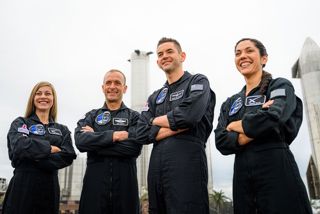 The Polaris Dawn crew, from left to right: Anna Menon, Scott "Kidd" Poteet, Jared Isaacman and Sarah Gillis.